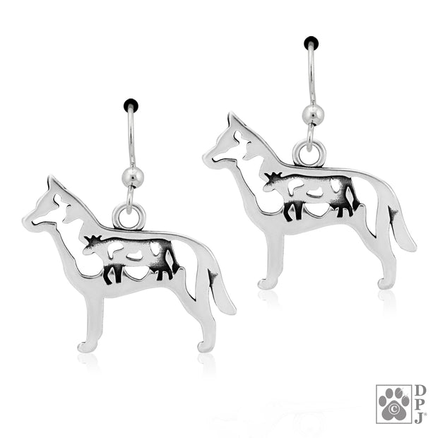 Australian Cattle Dog Earrings in Sterling Silver