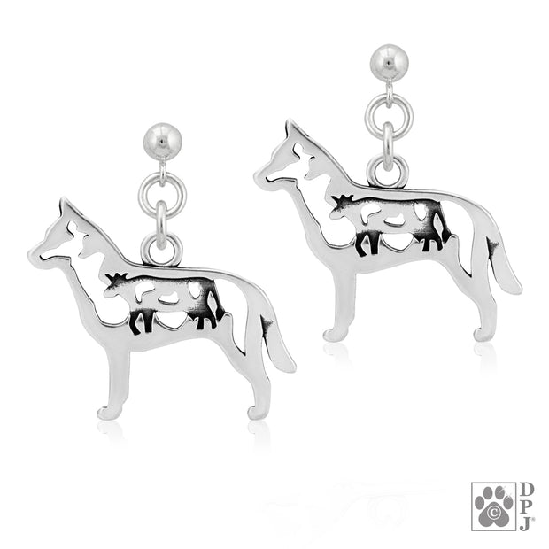 Australian Cattle Dog Earrings in Sterling Silver