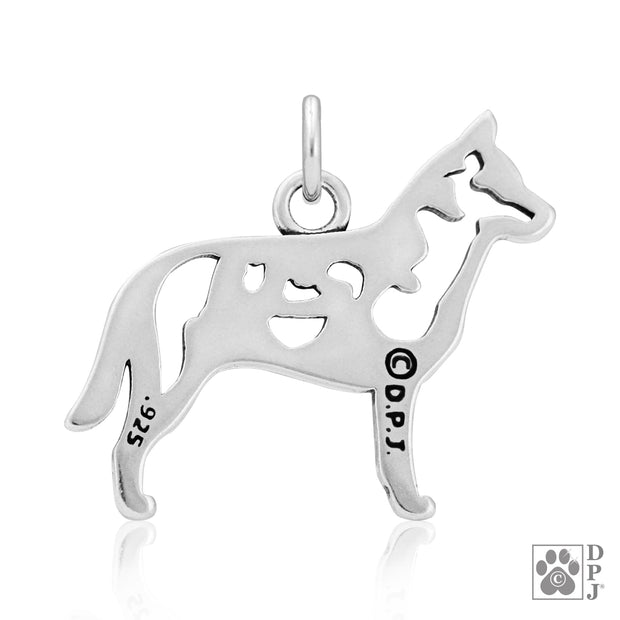 Blue Heeler / Cattle Dog gemstone key chain - dog bag charm - dog keychain  - blue heeler jewelry - pet keepsake - gift