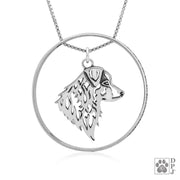 Sterling Silver Australian Shepherd Necklace w/Paw Print Enhancer, Head