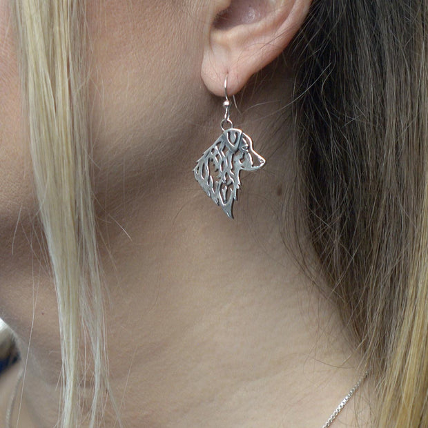Australian Shepherd Earrings in Sterling Silver