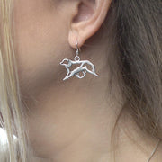 Sterling Silver Australian Shepherd Dangle Earrings
