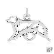 Australian Shepherd Necklace Charm in Sterling Silver