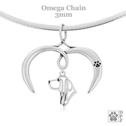 Open Heart Basset Hound Necklace in Sterling Silver, Jewelry Gifts for Basset Lovers