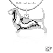 Basset Hound Necklace Jewelry in Sterling Silver
