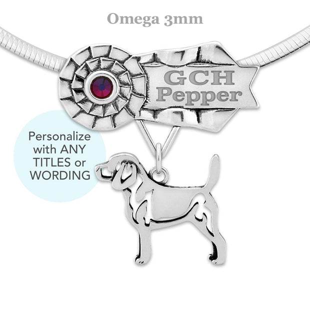 Custom Beagle Rosette Necklace, RATCHX Jewelry