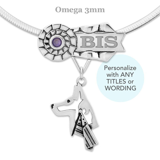 Custom Belgian Malinois Rosette Necklace, ONYX Jewelry