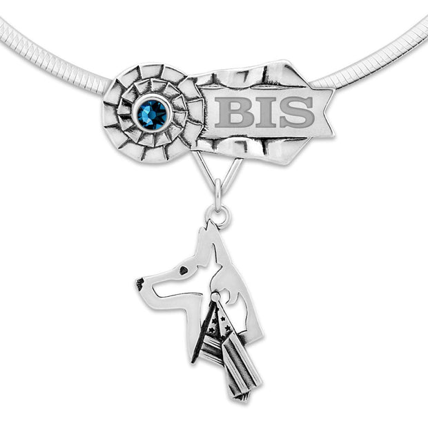 Custom Belgian Malinois Rosette Necklace, ONYX Jewelry