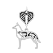 Belgian Malinois Sympathy Gift Pendant with Heart Shaped Angel Wing Pendant in Sterling Silver.