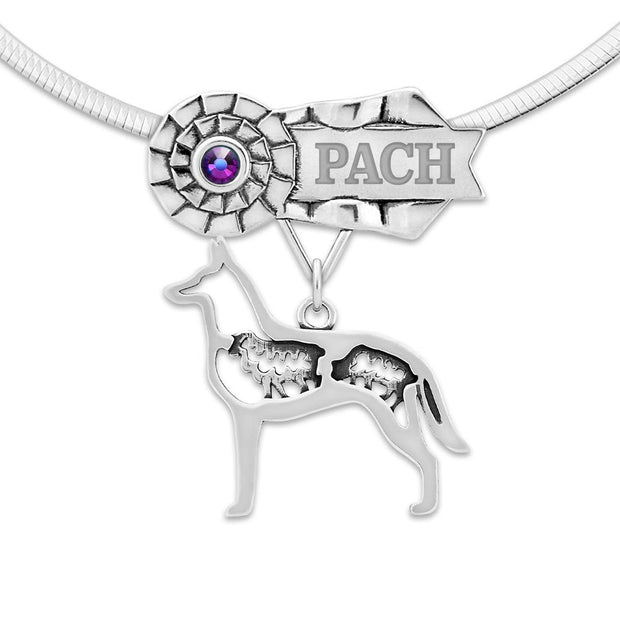 Personalized Belgian Malinois Rosette Necklace, BIS NOHS Jewelry