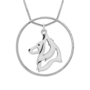 Sterling Silver Belgian Sheepdog Necklace w/Paw Print Enhancer, Head