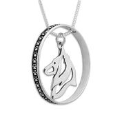 Sterling Silver Belgian Sheepdog Necklace w/Paw Print Enhancer, Head