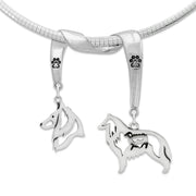 Belgian Tervuren Necklace Head and Body Designs on Paw Print Charm Holder in Sterling Silver on Omega Chain.