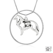 Belgian Sheepdog Necklace w/Paw Print Enhancer, Body