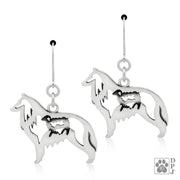 Belgian Sheepdog Earrings in Sterling Silver