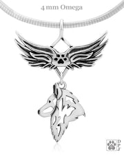 Belgian Tervuren Memorial Necklace, Angel Wing Jewelry