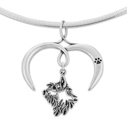 Berger Picard Necklace with Open Heart Charm Holder with Paw Print in Sterling Silver on Omega Chain.