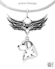 Bernese Mountain Dog Memorial Necklace, Angel Wing Jewelry
