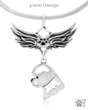 Bichon Frise Memorial Necklace, Angel Wing Jewelry