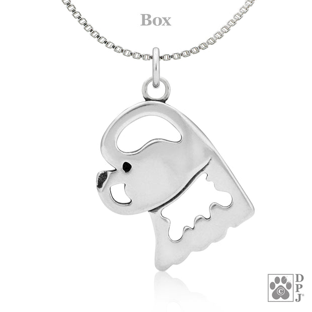 Bichon Frise Pendant Necklace in Sterling Silver
