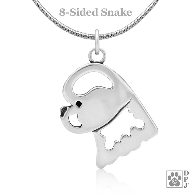 Bichon Frise Pendant Necklace in Sterling Silver