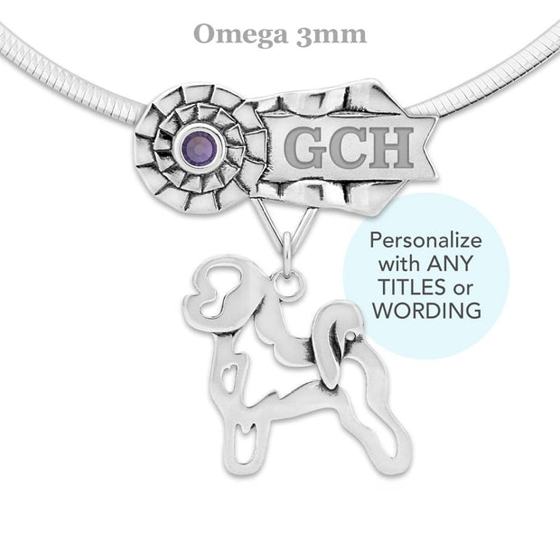 Custom Bichon Frise Rosette Necklace, Grand Champion Jewelry