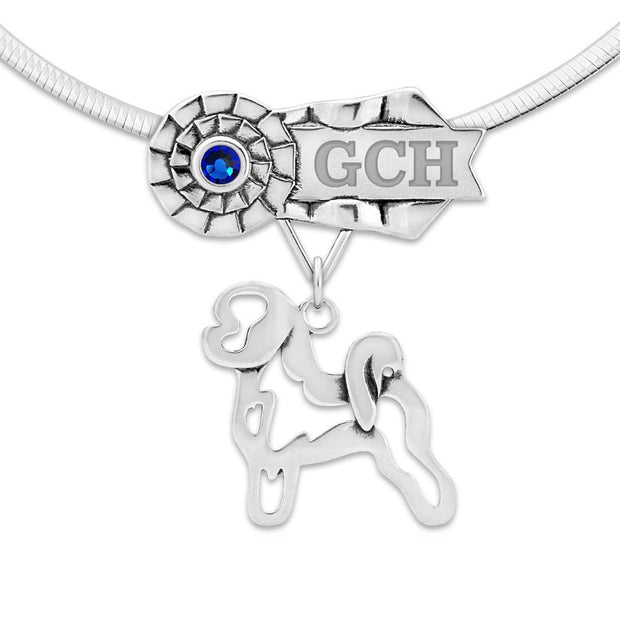 Custom Bichon Frise Rosette Necklace, Grand Champion Jewelry