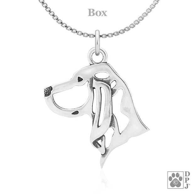 Black & Tan Coonhound Pendant Necklace in Sterling Silver