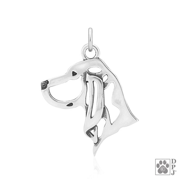 Black & Tan Coonhound Pendant Necklace in Sterling Silver