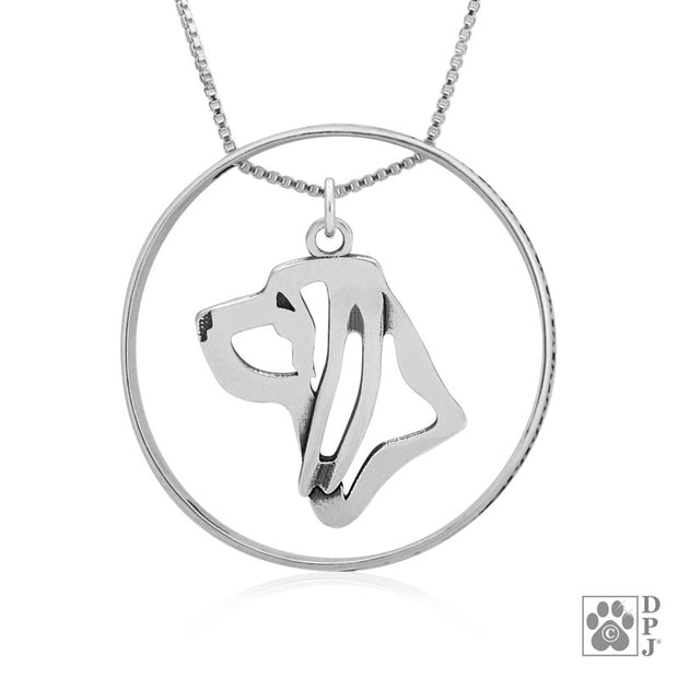 Bloodhound Necklace w/Paw Print Enhancer, Head