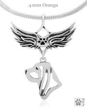 Bloodhound Memorial Necklace, Angel Wing Jewelry