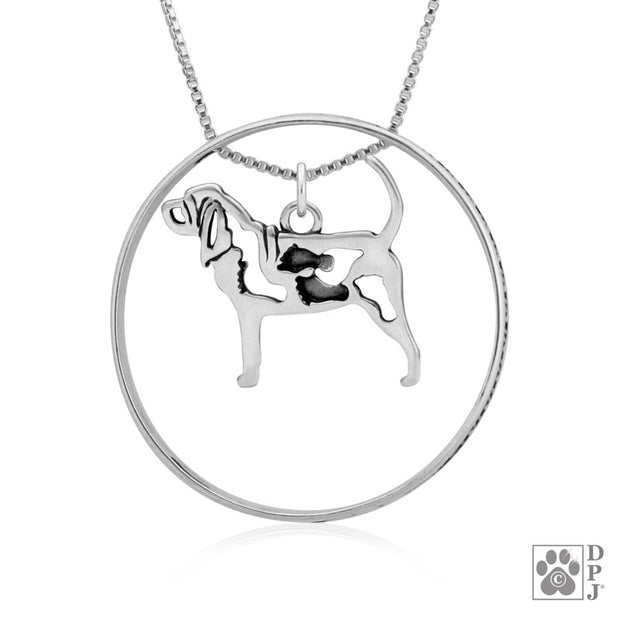 Sterling Silver Bloodhound Necklace w/Paw Print Enhancer, Body
