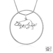 Sterling Silver Border Collie Necklace w/Paw Print Enhancer, Body
