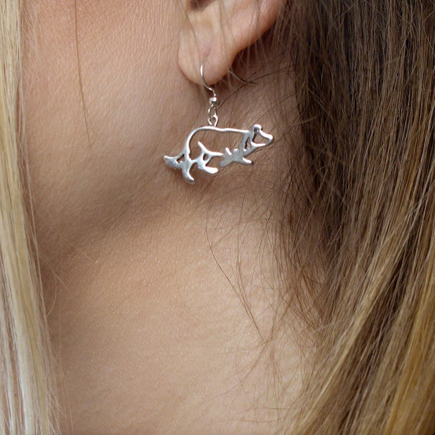 Sterling Silver Border Collie Dangle Earrings