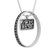 Border Collie Necklace w/Paw Print Enhancer in Sterling Silver, Body