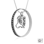 Sterling Silver Border Collie Necklace w/Paw Print Enhancer, Head