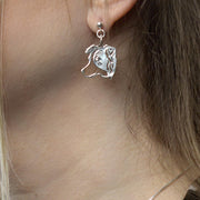 Border Collie Earrings in Sterling Silver