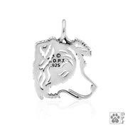 Border Collie Catcher Pendant Necklace in Sterling Silver