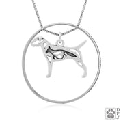 Sterling Silver Border Terrier Necklace w/Paw Print Enhancer, Body