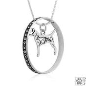 Sterling Silver Border Terrier Necklace w/Paw Print Enhancer, Body