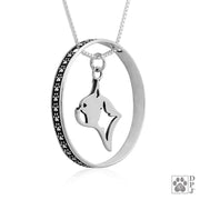 Sterling Silver Boston Terrier Necklace w/Paw Print Enhancer, Head