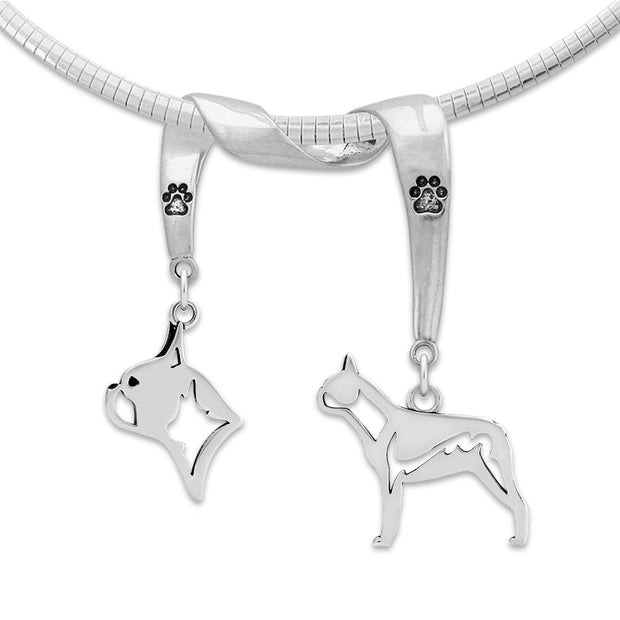 Boston Terrier Luxury Necklace in Sterling Silver