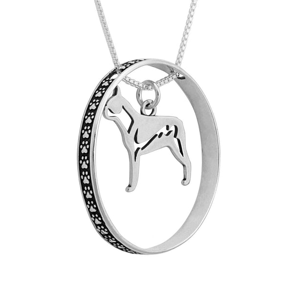 Boston Terrier Necklace w/Paw Print Enhancer, Body