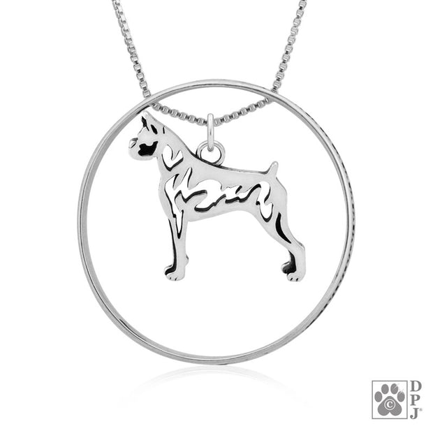 Sterling Silver Boxer Necklace w/Paw Print Enhancer, Body
