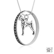 Sterling Silver Boxer Necklace w/Paw Print Enhancer, Body