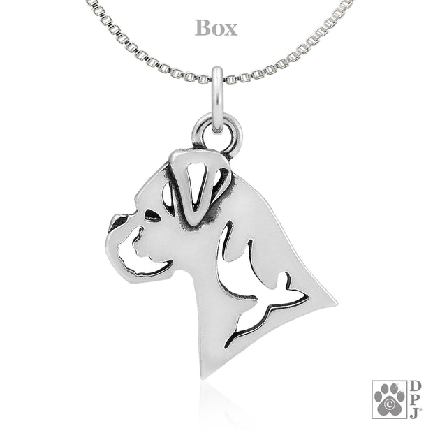 Boxer Necklace Charm in Sterling Silver