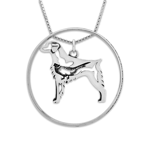 Sterling Silver Brittany Necklace w/Paw Print Enhancer, Body