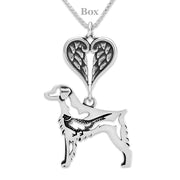 Brittany Sympathy Gift Necklace with Heart Shaped Angel Wing Pendant in Sterling Silver on Box Chain.
