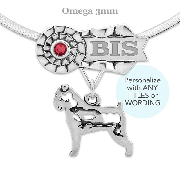 Custom Brussels Griffon Rosette Necklace, Grand Champion Jewelry