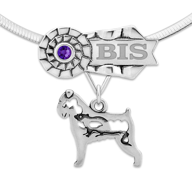 Custom Brussels Griffon Rosette Necklace, Grand Champion Jewelry